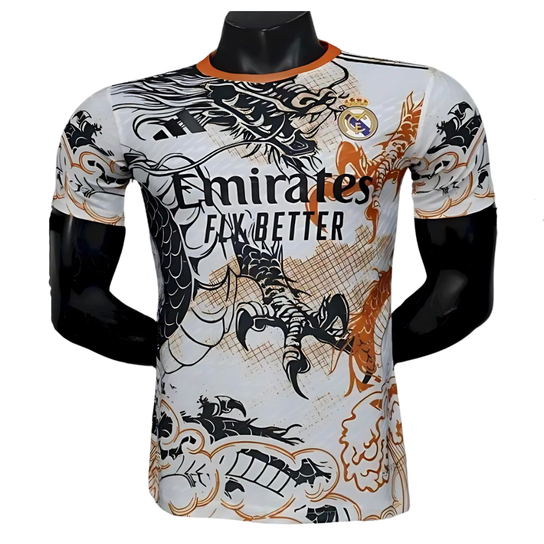 Camiseta Real Madrid 25/26 Black and White Dragon Edition
